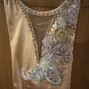 XSA NEW Custom Elegant Satin Embellished Leotard